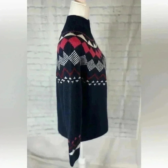 Vince Camuto Fair Isle Mock Neck Sweater Woman’s Size XS Navy Blue Knit pullover - Picture 5 of 16